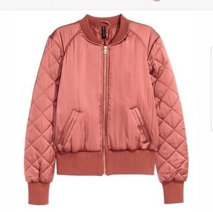 H&M Pink Satin Bomber Jacket